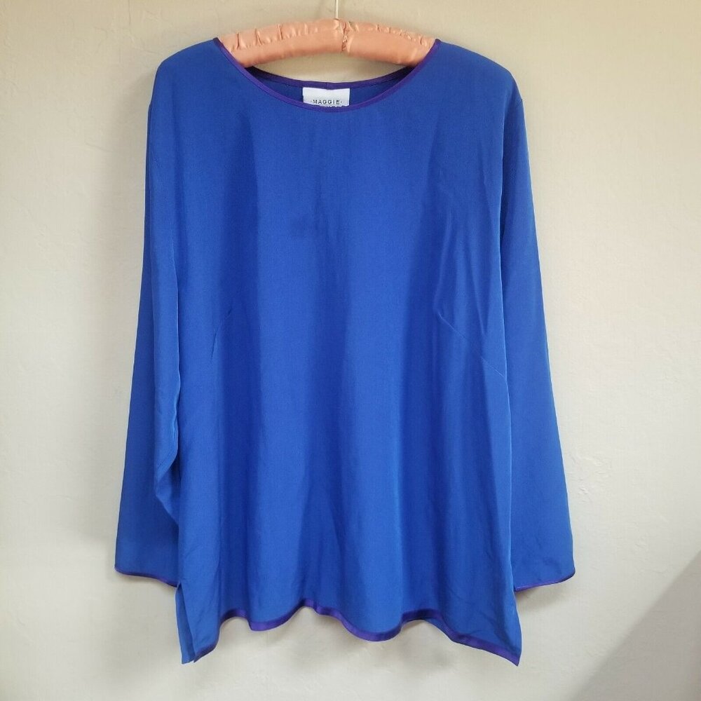 Vintage Maggie Shepherd Women Blue Long Sleeve Top Shirt Large Made in Australia